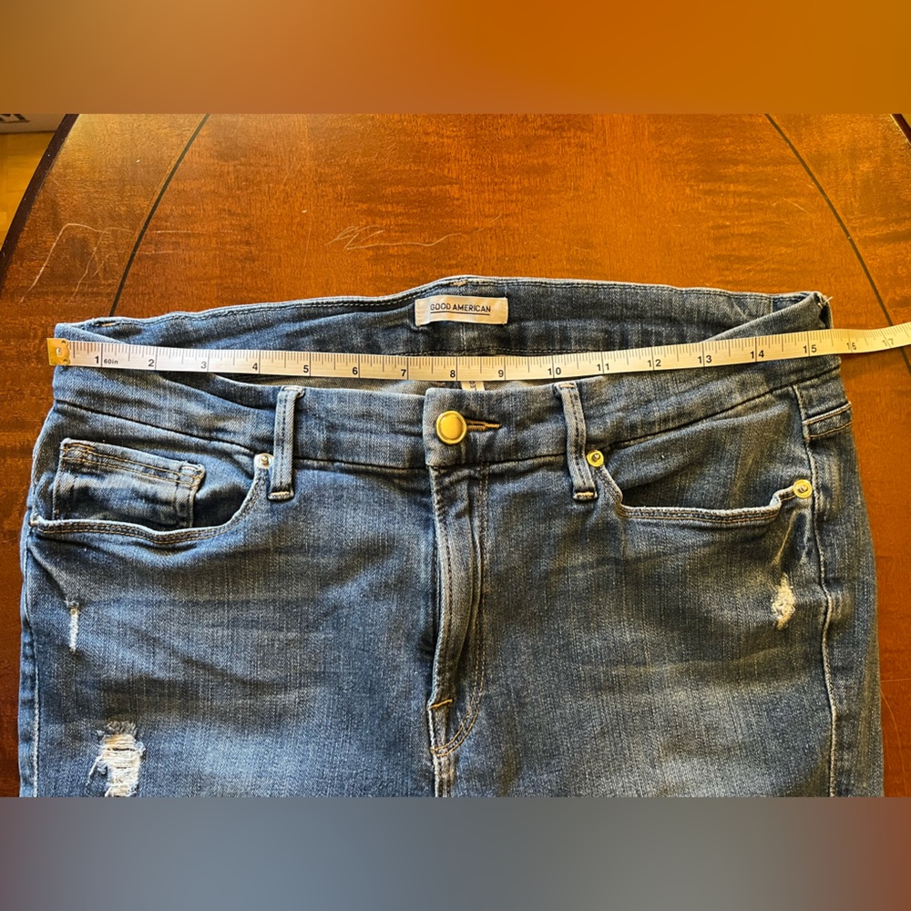 Good American ripped skinny jeans Stretchy, shaping, slimming. Medium blue 12/31 - Picture 8 of 11